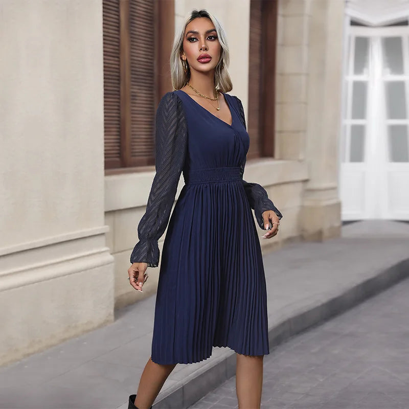 Robe Plissée Bleu Marine chez My Store