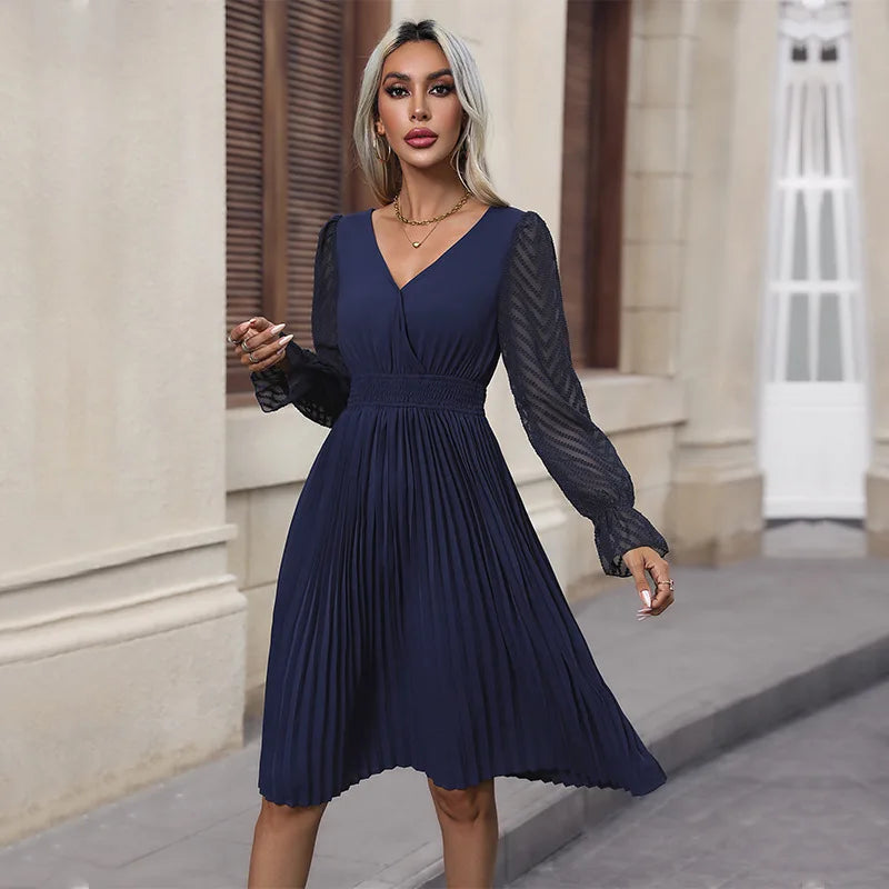Robe Plissée Bleu Marine Bleu foncé chez My Store