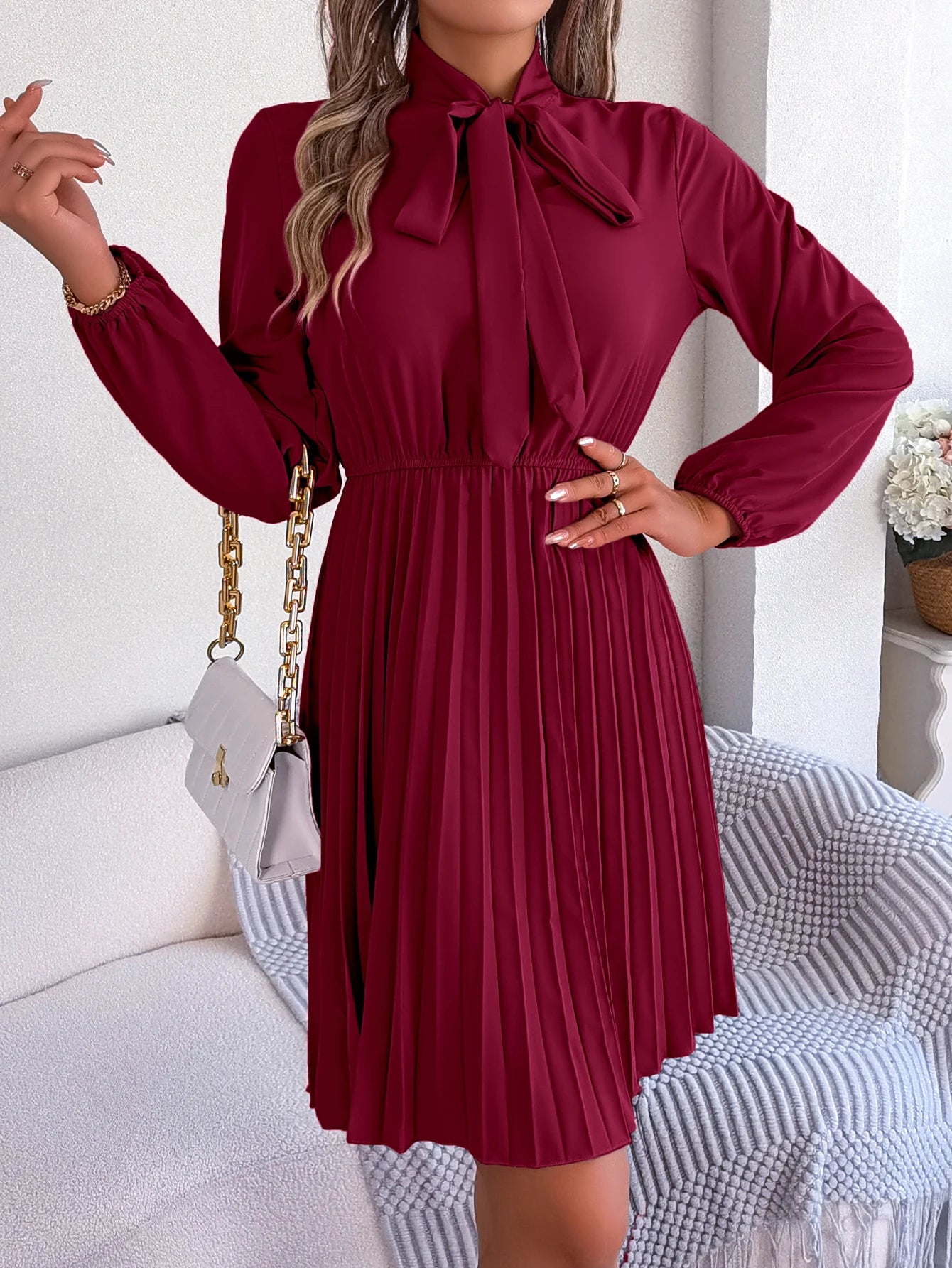 Robe Plissée Bordeaux chez My Store
