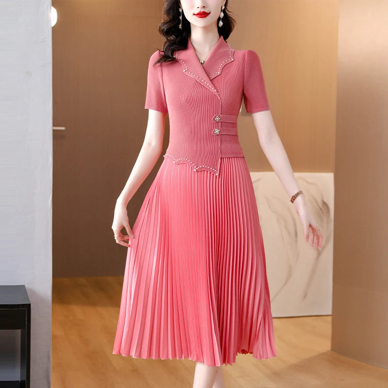 Robe Midi Plissée Rose chez My Store