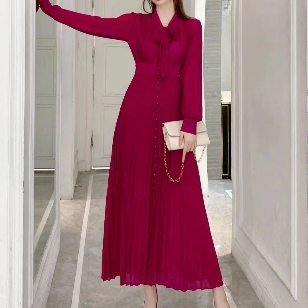 Robe Plissée Tendance Bordeaux Taille Unique chez My Store