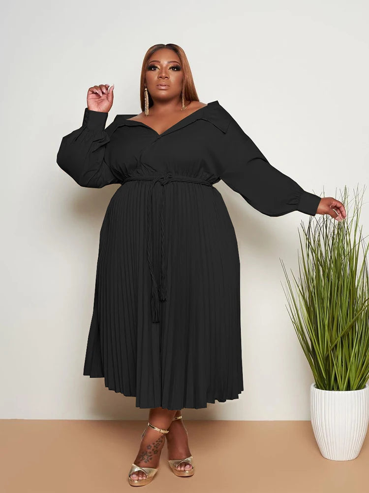 Robe Plissée Grande Taille noir chez My Store