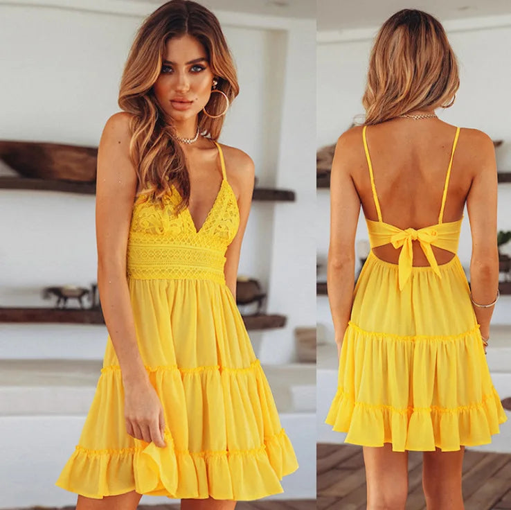 Robe Plissée Soleil Chic jaune chez My Store