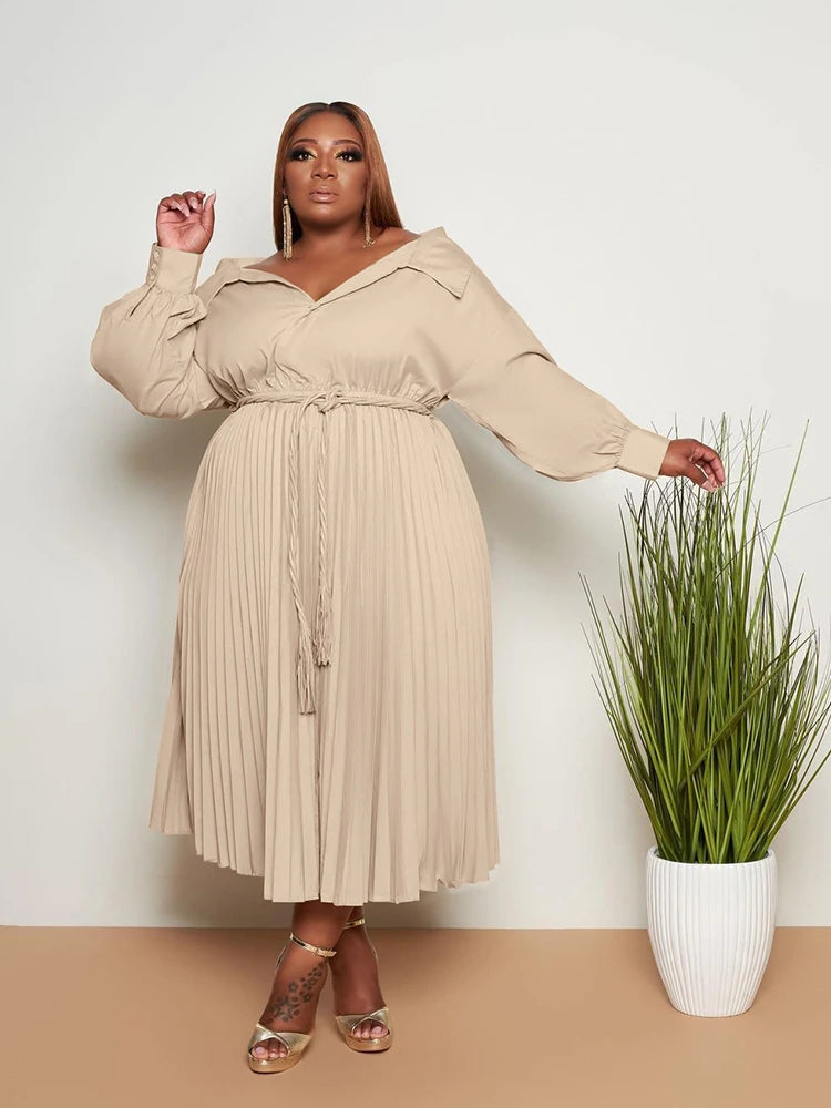 Robe Plissée Grande Taille Kaki chez My Store