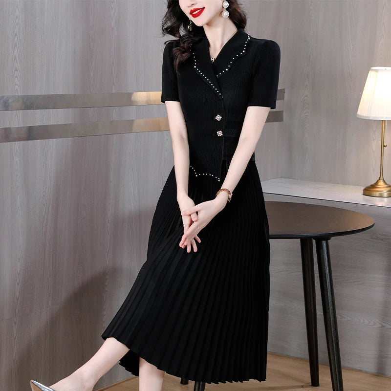 Robe Midi Plissée Noir chez My Store