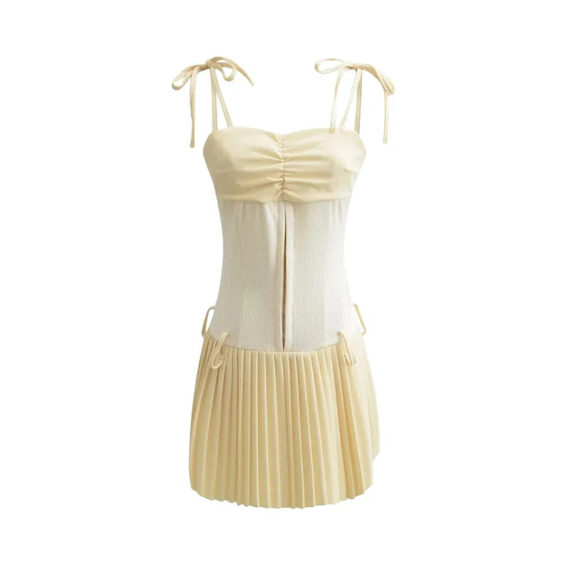Robe Taille Basse Plissée Jaune chez My Store