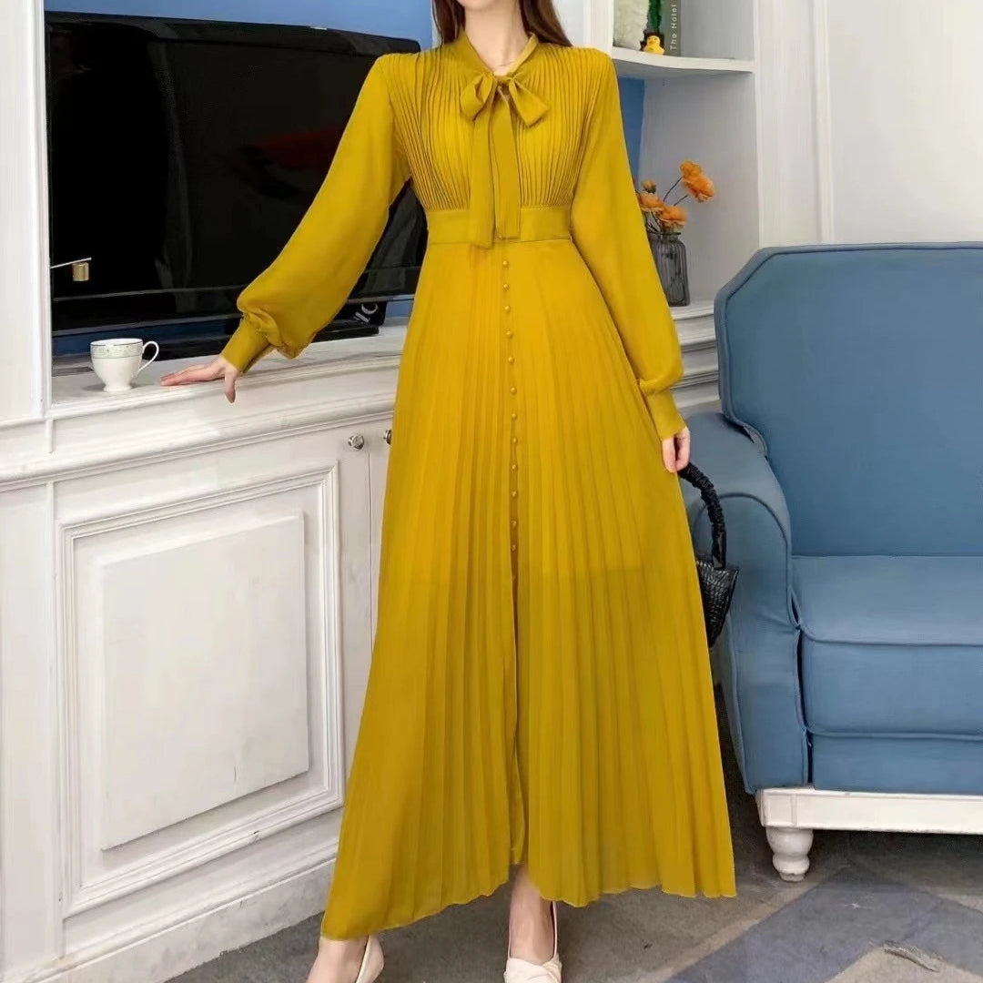 Robe Plissée Tendance Jaune Taille Unique chez My Store
