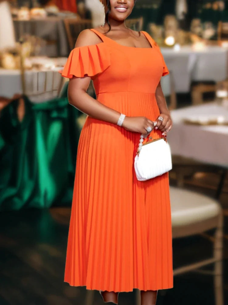 Robe Plissée Orange Orange chez My Store