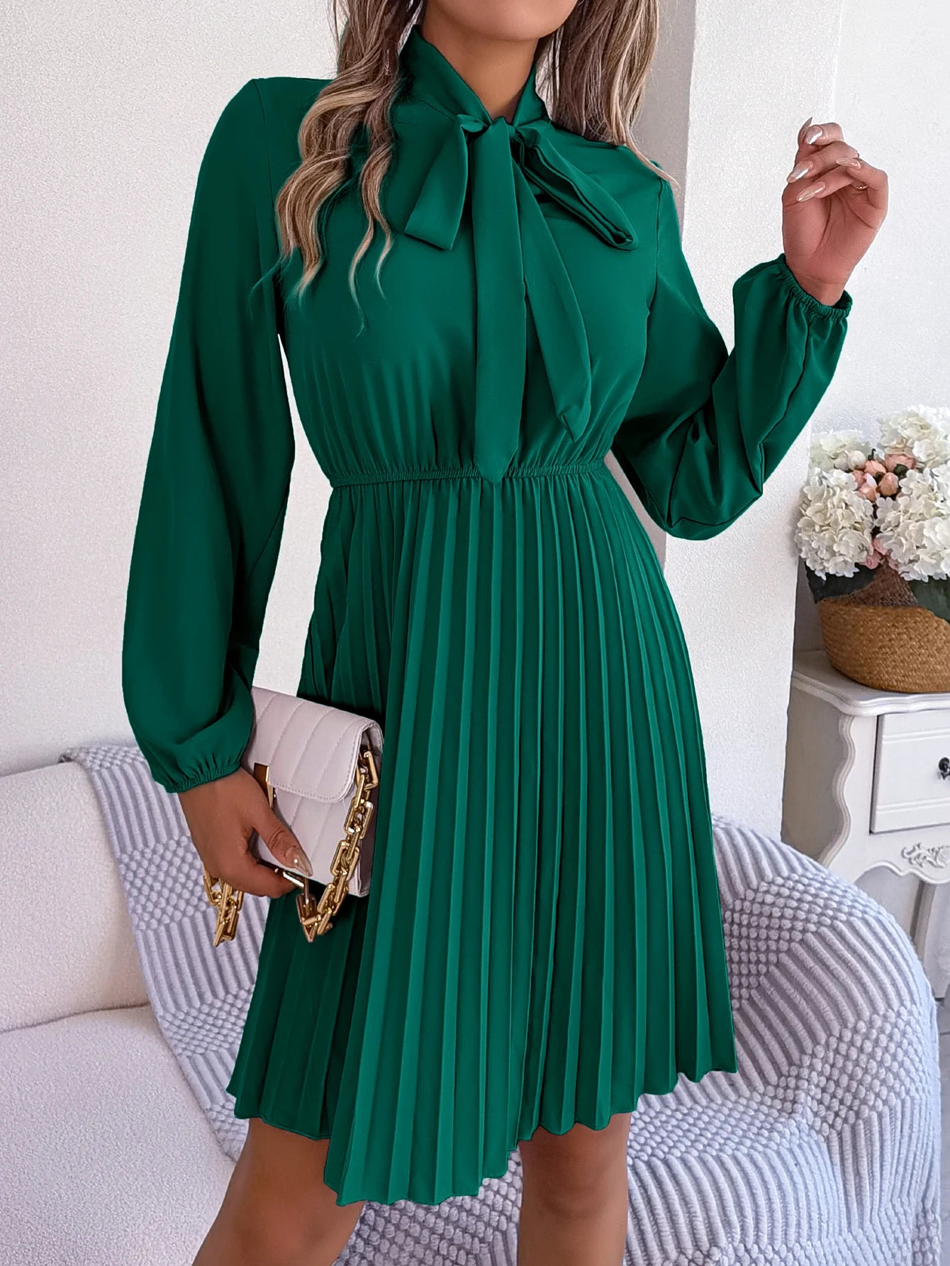 Robe Plissée Verte chez My Store