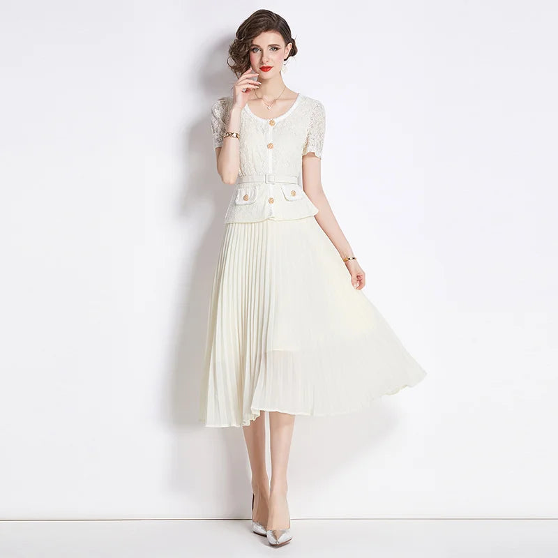 Robe Plissée Beige Beige chez My Store