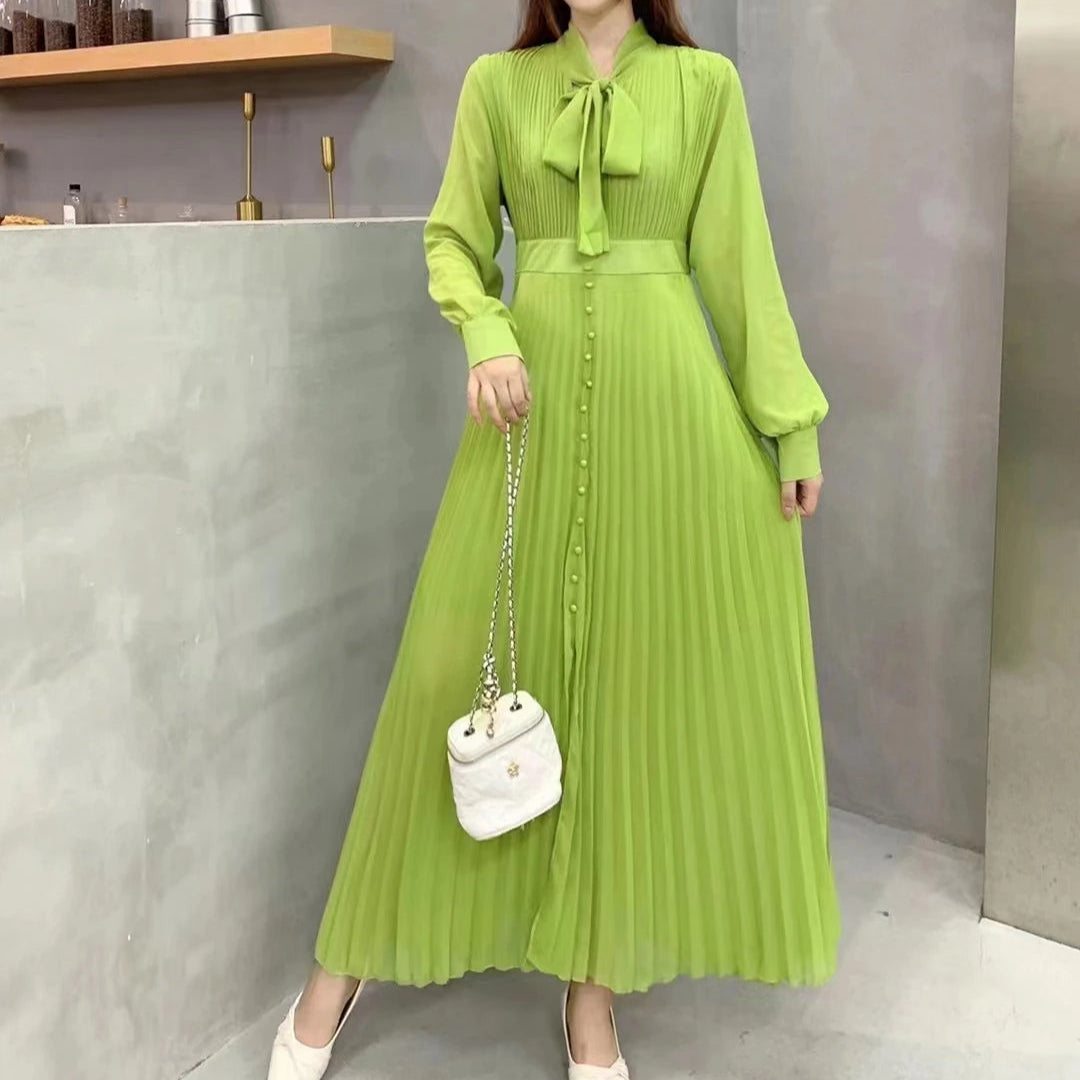 Robe Plissée Tendance Vert Taille Unique chez My Store
