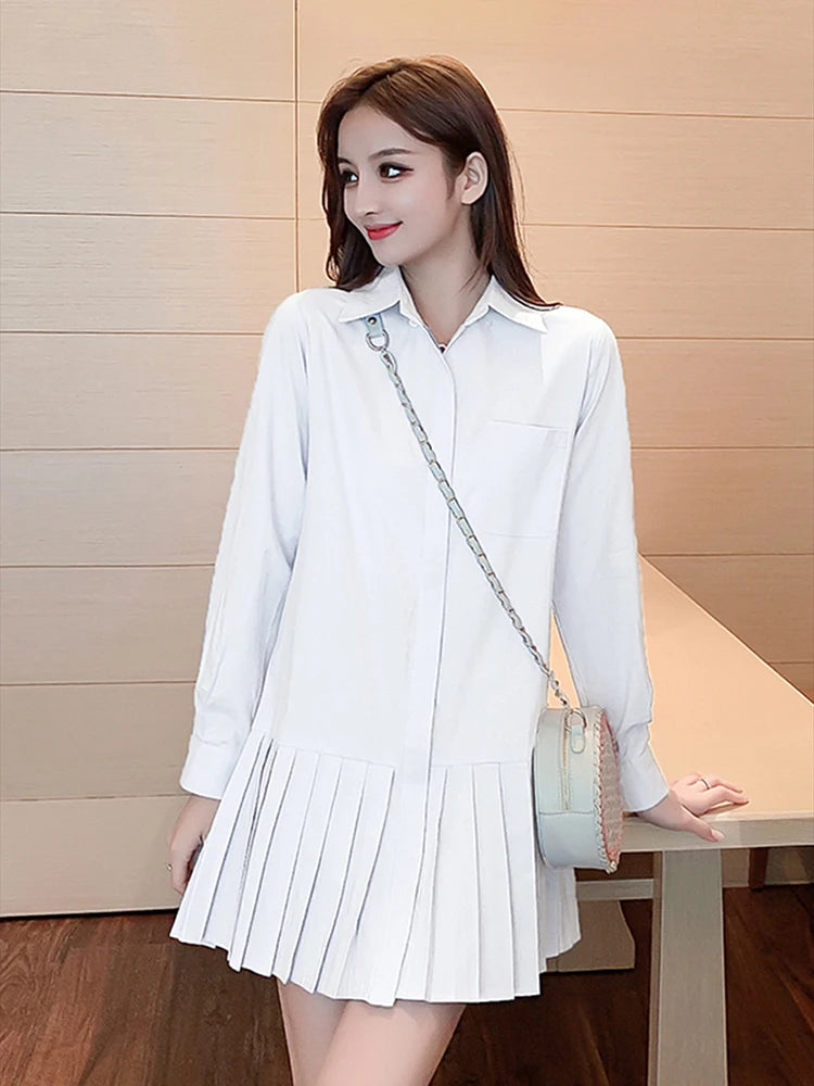 Robe Chemise Plissée BLANC chez My Store
