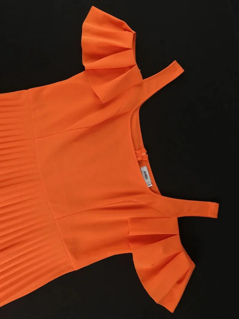 Robe Plissée Orange chez My Store