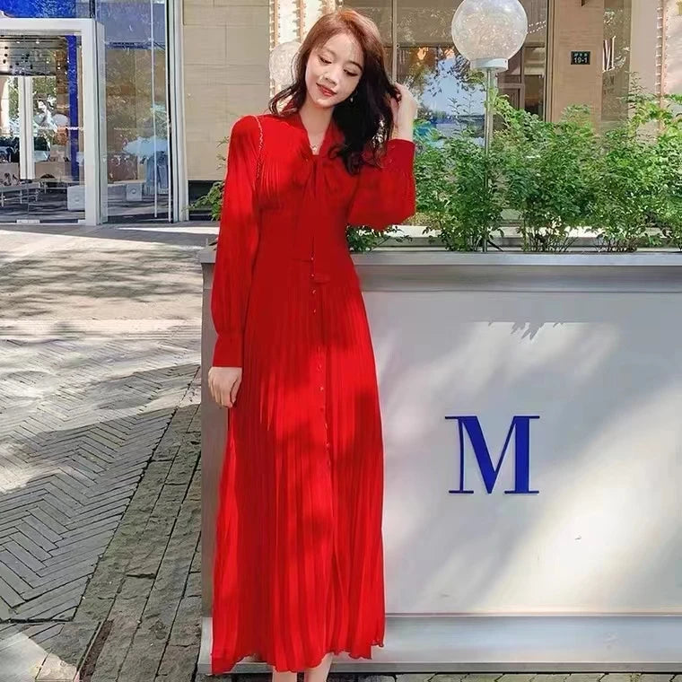 Robe Plissée Tendance Rouge Taille Unique chez My Store