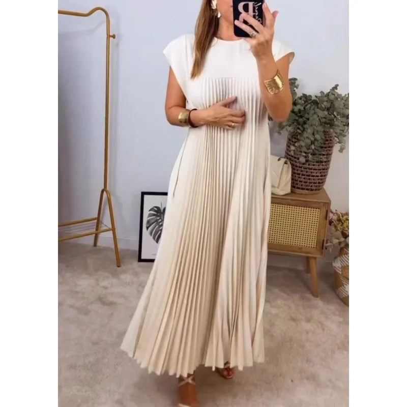 Robe Longue Plissée Beige chez My Store