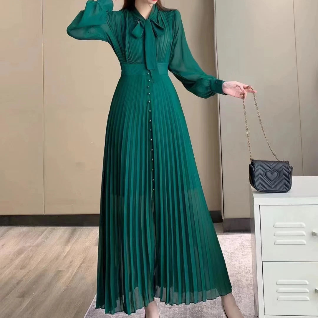 Robe Plissée Tendance Vert foncé Taille Unique chez My Store