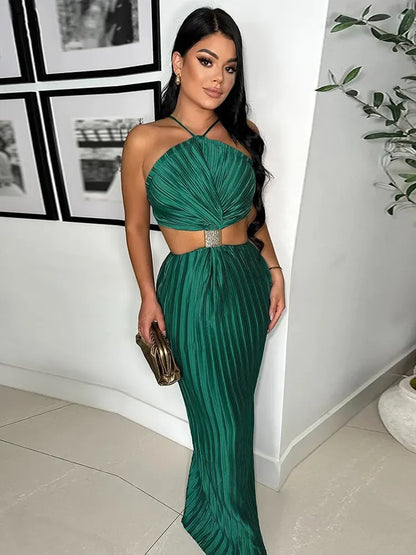 Robe Satin Plissée vert chez ma-robe-plissee.com