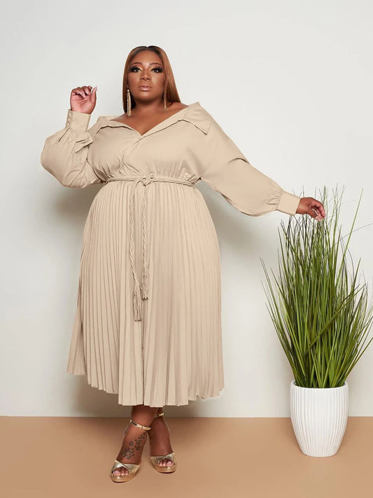 Robe Plissée Grande Taille Kaki chez My Store