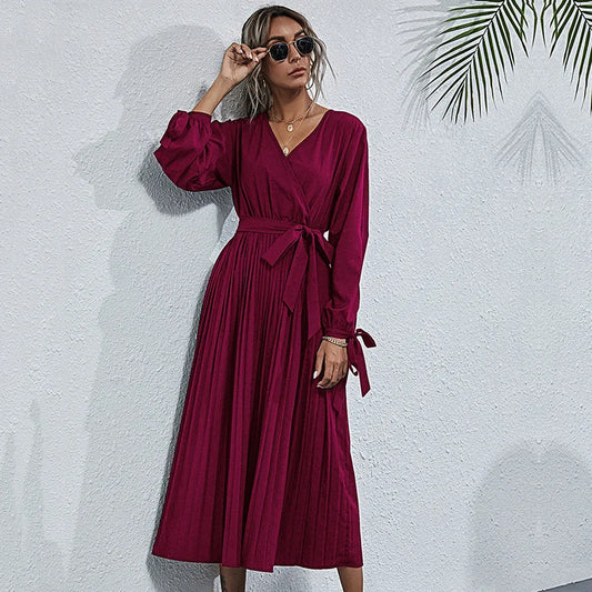 Robe Plissée Manche Longue chez My Store