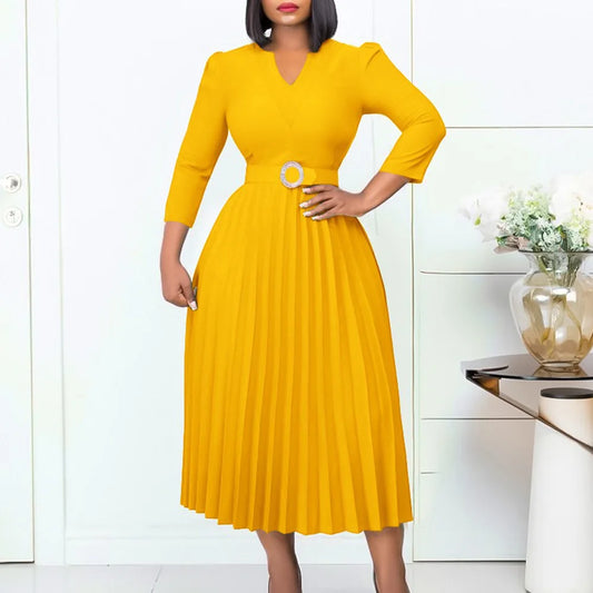 Robe Jaune Plissée Jaune chez My Store