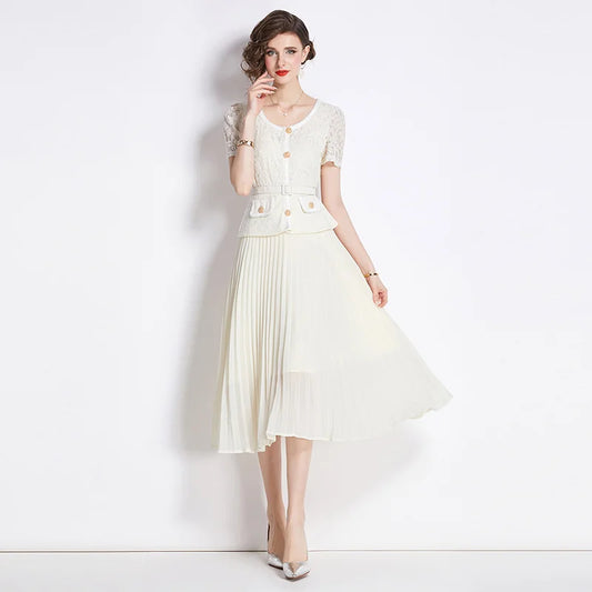 Robe Plissée Beige Beige chez My Store