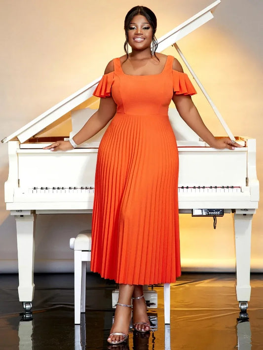Robe Plissée Orange chez My Store