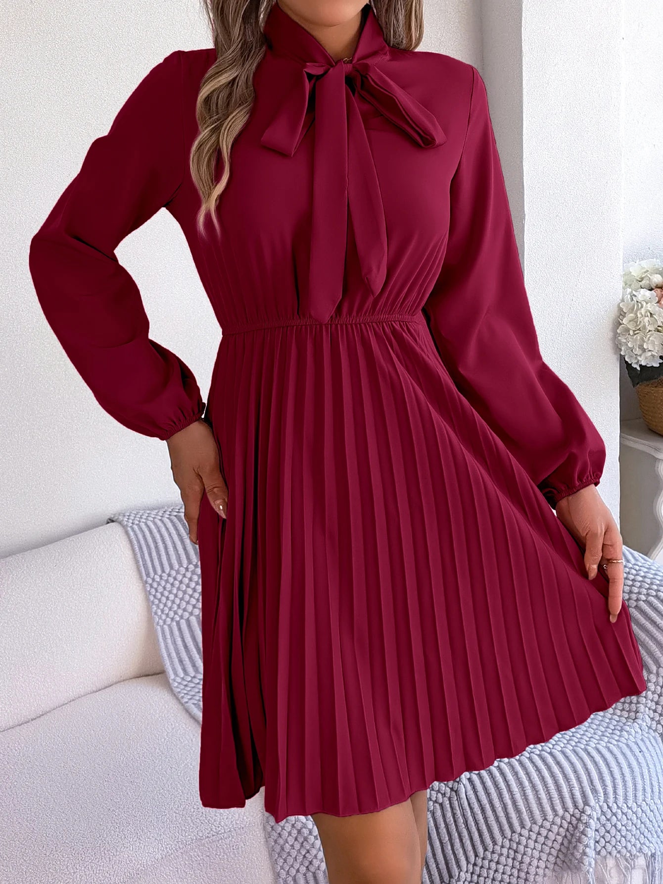 Robe Plissée Bordeaux - ma-robe-plissee.com